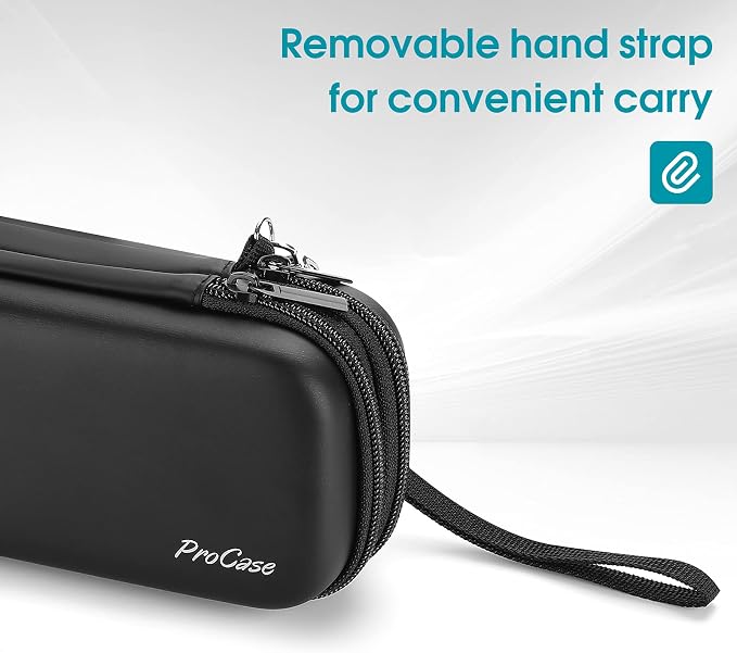ProCase 2-Layer Hard Pencil Case, Large Capacity Storage Box Pouch, Black | Stationery Holder Organizer with Zipper Fits Pens Desk Office & School Supplies