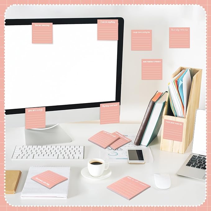 Yinder 24 Pcs Inspirational Sticky Notes, Back to School Supplies, Cute Motivational Sticky Notes Pad Employee Appreciation Gifts Bulk for Teacher Coworker Office 3 x 3'' (Inspirational,Rose Gold)