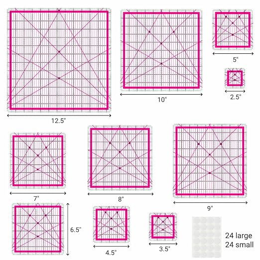 10 Quilting Square(2.5",3.5",4.5",5",6.5",7",8",9",10",12.5") | Quilting Rulers,Square Rulers,Square Quilting Rulers,Quilting Square Ruler