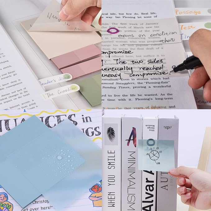 820 Sheets Transparent Bible Sticky Notes,Waterproof Clear Sticky Notes,Bible Study Clear Post It Notes Transparent for Bible Study Supplies,Office School Supplies,Book Annotation