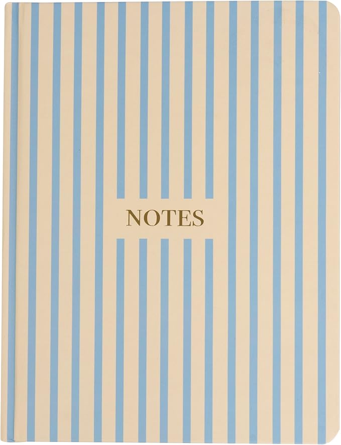 Pearhead Hardcover Journal Notebook 6x8 – Cream & Blue Stripe College-Ruled Writing Journal, 200 Lined Pages for Work, School & Journaling