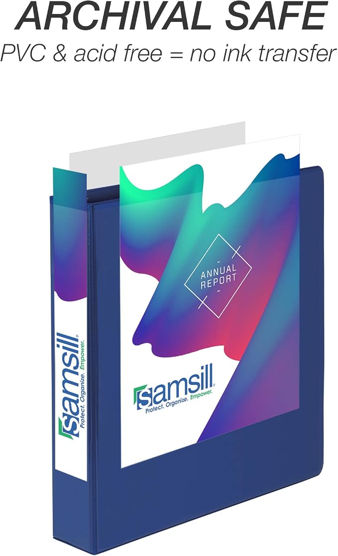 Samsill Durable 1.5 inch 3 Ring Binder, D Ring Binder, 100% Recycled Chipboard, Blue, 4 Pack