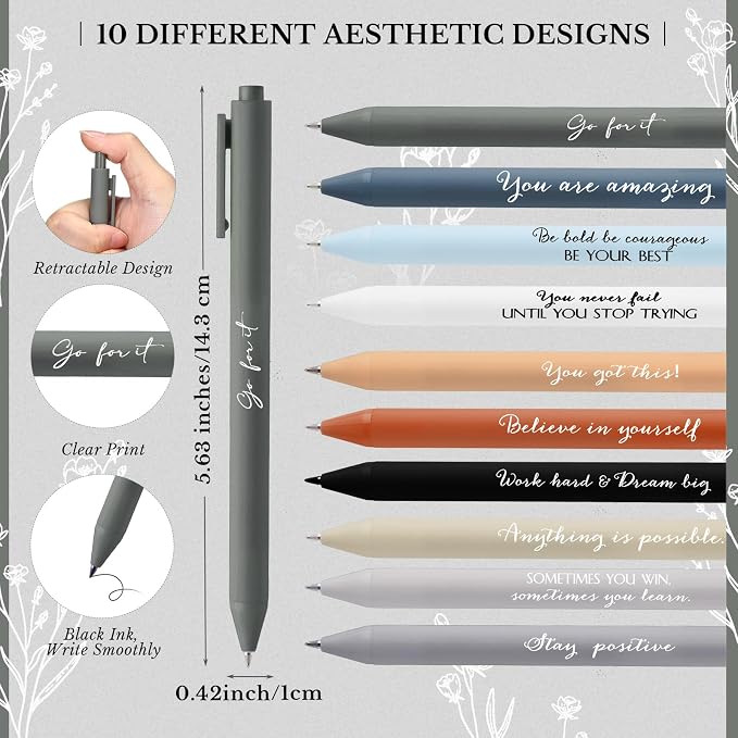 Resurhang 20 Pcs 10 Sets Inspirational Small Spiral Notebooks Pens, Boho | Back to School Gifts for Teacher Students, Employee Appreciation Gifts Bulk, Mini Flower Pocket Journals, for Office Staff