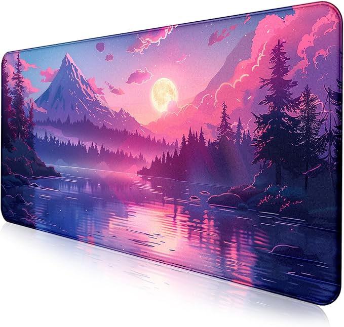 Sunset Mountain Landscape Extended Mouse Pad Game Office Sewing Table Mat | Large Extended Mouse Pad; Full Desk Coverage; Waterproof Coating; Stable Anti-Slide Base For Gaming, Office, Study Daily Use
