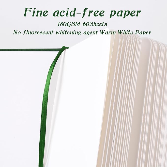 Mix Media Pad,3.5"x5.5" Small Hardcover Leather Art Sketchbook,60 Sheets(112lb/180gsm) Heavyweight Acid Free Artistic Painting Drawing Sketching Paper, Handy Pocket Journal Sketchbook.Blackish Green