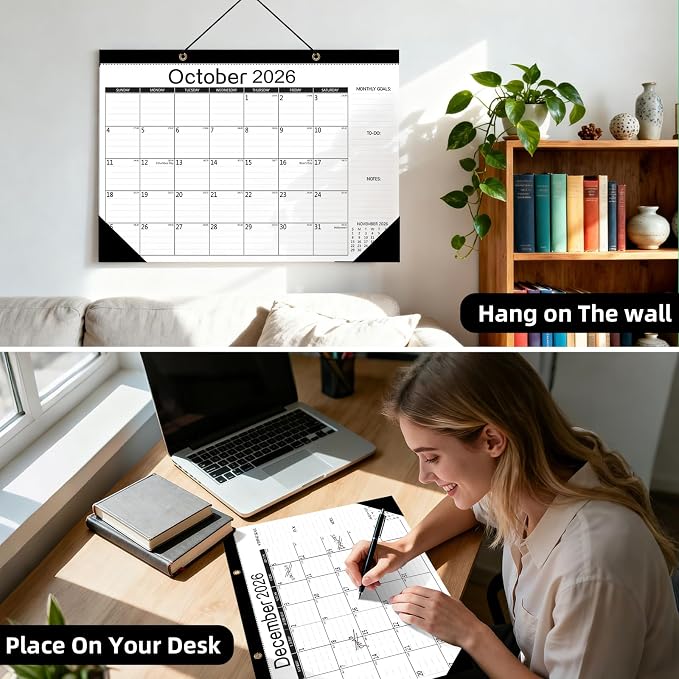 MZD8391 Desk Calendar 2026-2027, Jul 2026-Dec 2027 18 Months, 17" x 12" | Large Desktop Academic Calendar, Wall Calendar, Monthly Planner, Julian Dates, Home School Office Planning Organization Gift