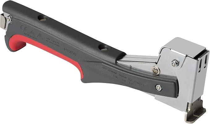 Arrow HTX50 Professional Heavy Duty Hammer Tacker, Manual Stapler for Construction and Insulation, Ergonomic Grip Handle, Dual-Capacity Rear-Load Magazine, Fits 5/16”, 3/8", or 1/2" Staples , Grey