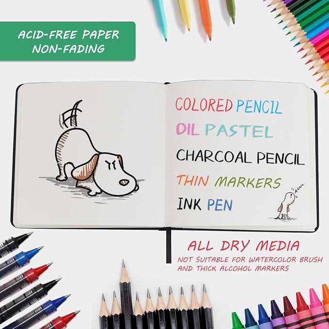 Vanrtto Sketch Book, Square Mixed Media Sketchbook 4.5x4.5 in 2 Pack | Hardcover Square Sketch Book 120LB/200GSM Drawing Paper, 240 Pages/120 Sheets Sketch Pad for Adults, Mixed Media Sketchbook