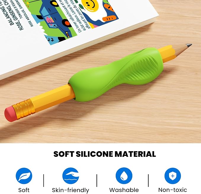 ELETIUO EASY GRIP STARTER 16-Pack Short Wooden Pencil for Kids,3.94" HB Yellow Pencils with Grips & Erasers,6 Pre-Assisted+10 Refills,Triangular Anti-Slip Corrective Training Pencils for Preschoolers
