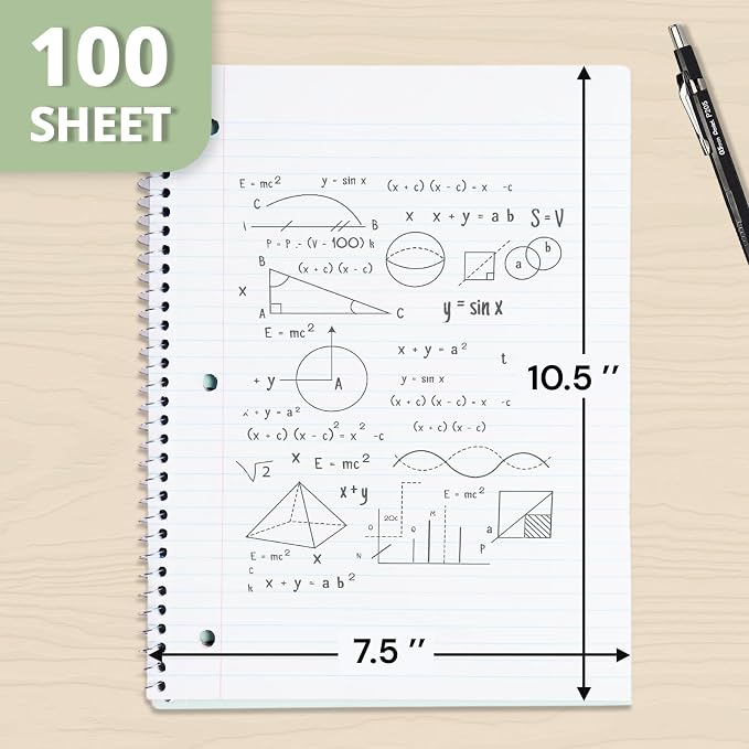 ONAVIA 1 Subject Spiral Notebook College Ruled Bulk, 140 Pages, Assorted | 70 Sheets, 8 x 10.5 in, 20 Pack School Notebooks, Spiral College Ruled Notebook, Students, Classroom