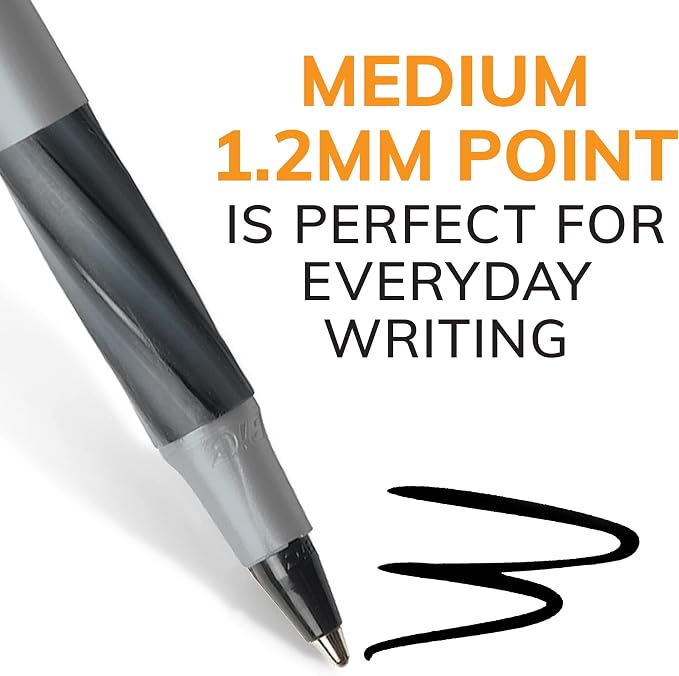 BIC Round Stic Grip Xtra Comfort Blue Ballpoint Pens, Medium Point (1.2mm), 36-Count Pack, Excellent Writing Pens With Soft Grip for Superb Comfort and Control