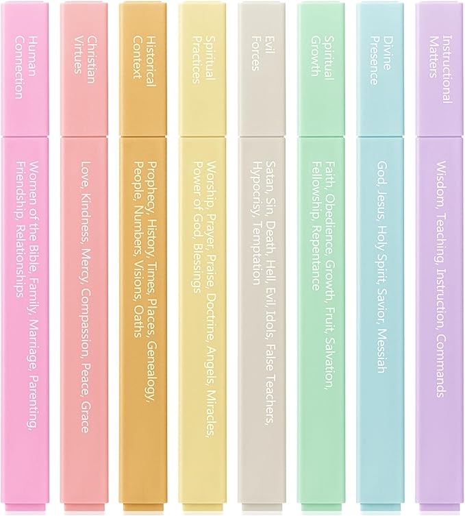 Mr. Pen- Bible Highlighters with Color-Coding System, 8 Pack | Soft Chisel Tip, Aesthetic Highlighters Assorted Colors