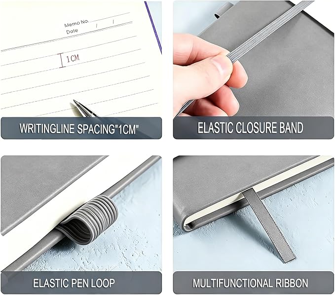 A5 Lined Journal Notebook Gift Set - Hardcover Diary with Executive Rollerball Pen & Elastic Pen Loop, 192 Pages 80gsm Thick Ruled Paper for Women & Men, Business, Travel & School Writing