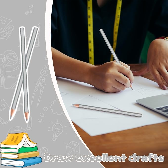 36 Pack Silver Colored Pencils for Kids, Pre-sharpened Art Pencils Back to School Supplies Set, Drawing Sketching Pencils for Students, Teachers, Classroom