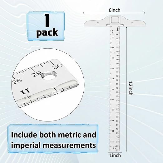 Pangda 1 Pcs 12 Inch T-Square Ruler Plastic Transparent T-Ruler for Drafting and General Layout Work