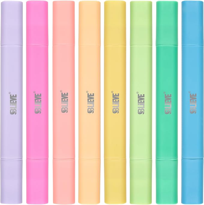 BLIEVE Bible Highlighters No Bleed Through, Pastel Colors, Dual Tip, 8 Pack | Aesthetic Cute Highlighters, Chisel Tip & Fine Point For Bible & Journaling, Back To School Supplies