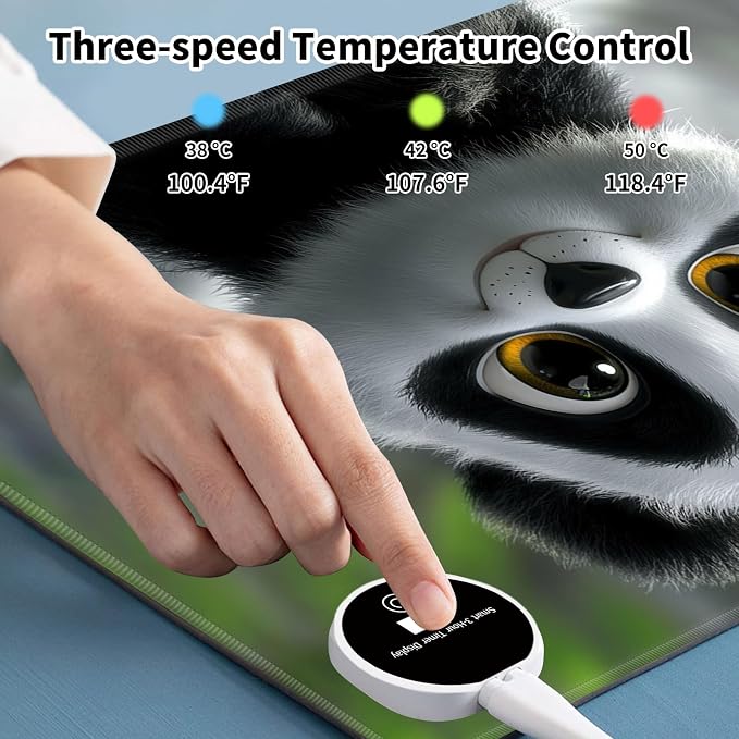 Heated Desk Pad Mouse Pad,Heated Desk Mat,with 3 Heating Levels & 3 Hours Auto Shut-Off,Leather 23.6"*14.2" Gaming Mouse Laptop Mat,Foot Warmer,Cute Panda Snow