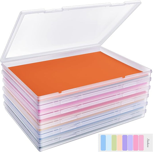 6 Pack Photo Storage Box, Fits 8" x 10" Photo & A4 Paper, Clear | Large Plastic Scrapbook Paper Storage with Latch, Photo Organizer for Protecting Photo, Craft, Scrapbook, Office Supply