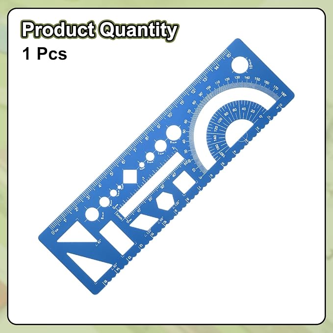 HARFINGTON Multifunctional Geometric Rulers 15cm Metric and SAE Aluminum Straight Edge Protractor Angle Math Measuring Ruler Geometric Drawings Templates for Drawing Drafting, Blue