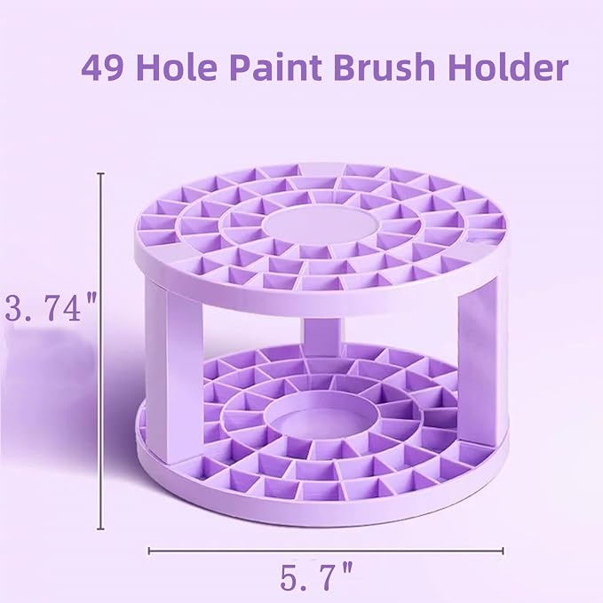 Feadily 3 PCS 49 Hole Paint Brush Holder for Artist, Desk Organizer for Colored Pencils, Markers (White/Purple/Pink)