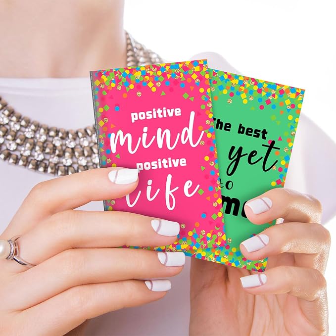 Geyee 24 Pcs Mini Motivational Pens Inspirational Notepads Bulk Appreciation Gifts Small Journals Funny Ballpoint Pen Set Prizes Men Women Office Travel Party Favors(Confetti)