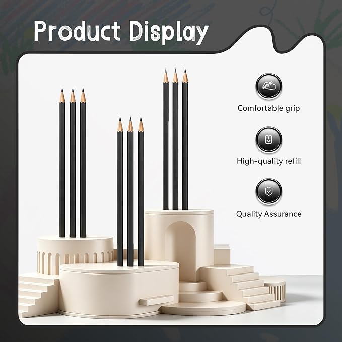 12 Piece Black Colored Pencils Set with Sharpener, Pre-Sharpened Professional Wooden Art Pencils for Artists Drawing and Sketching, Premium Colored Tone Supplies Delivering Detailed Painting(Black)