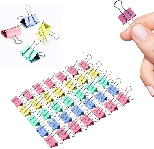 Mini Binder Clips, 120 Pack, 5/8 Inch, Color, Standard 15mm, Micro Paper Clips, Fold Clamp, Capacity 0.23 Inch, Office and School Supplies
