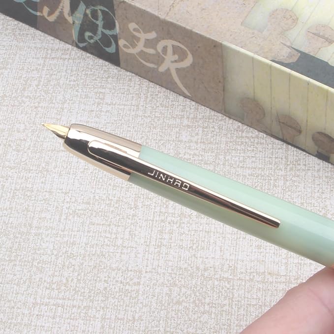 JINHAO 20 Celestial Jade Gold Clip Resin Press Fountain Pen EF Ink Pen With Converter Stationery School Supplies