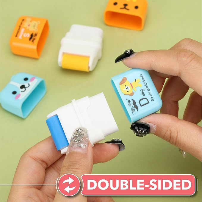 Mr. Pen- Cute Animal Eraser with Clean Up Roller and Cover, 6 Pack, Latex-Free, Rubber Pencil Erasers with Collector Rollers for Teens & Kids, Teacher, Classroom, School Supplies, Party Favor