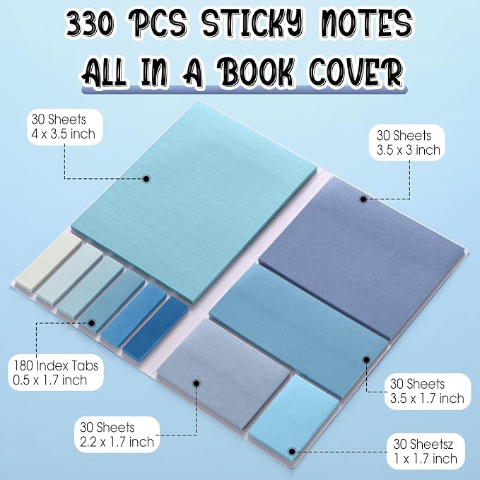 38 Pcs Aesthetic Office Supplies with Pen Case Sticky Notes Gel Pens Highlighters Correction Tapes Stationery Kit for Office Work Coworkers(Light Blue Color,Classic)