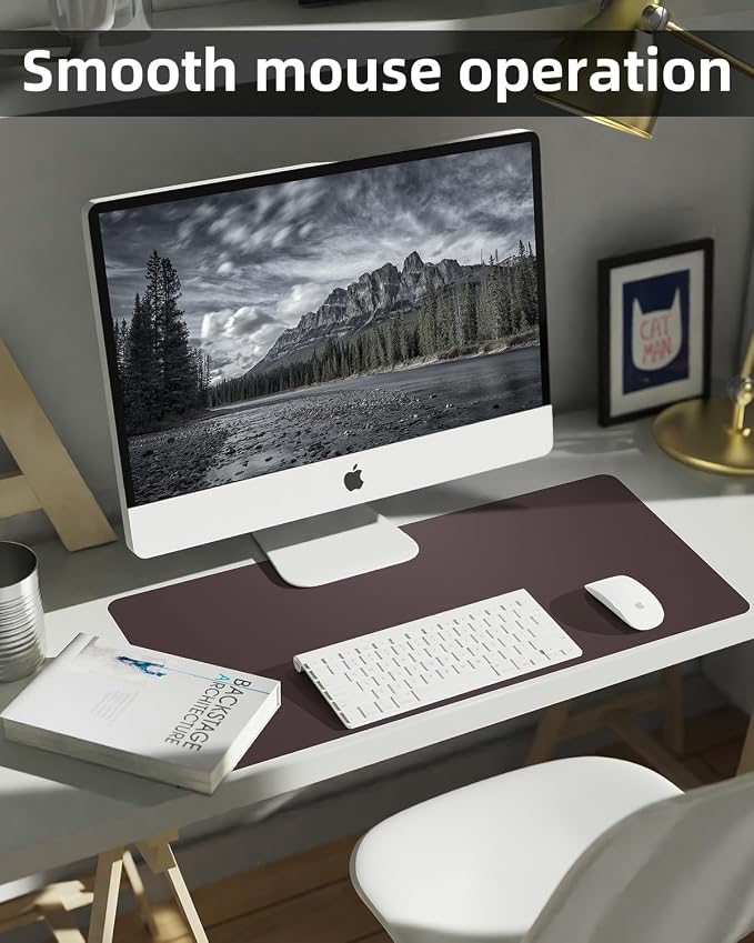 Non-Slip Desk mat,PULeather Desk Pad Protector, Office Desk Mat, Large Mouse Pad,Desk Blotter, Laptop Desk Pad, Waterproof Desk Writing Pad for Office and Home (Coffee, 35.4" x 17")