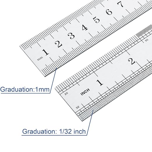 Large Stainless Steel Ruler Rule Measure Straight Edge 1 Metre Meter 40" 100cm | Applicable school, office, construction sites, decoration workshops, drawings and paintings, scientific experiments