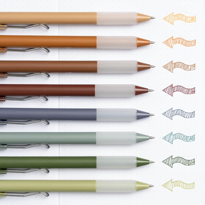 BLIEVE Gel Pens - Earthy, Matte Finish, Smooth Writing, No Bleed - For Journaling, Bible Notes, Drawing - Cute School Supplies, 8 Pack | Fast Dry Ink, Matte Finish, Smooth Writing,No Bleed, For Journaling, Bible Notes, Drawing - Colored Ink