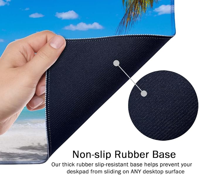 SSOIU Gaming Mouse Pad, Extended Mouse Pad, 35.5x15.7inch XXL Large Big Computer Keyboard Mouse Mat Desk Pad with Non-Slip Base and Stitched Edge for Home Office Gaming Work, Turquoise Tropical Sea
