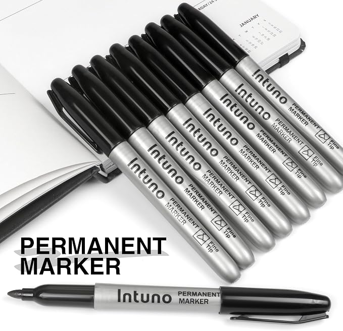 Permanent Markers, 120 Count Black, Fine tip, Oil-Based Permanent Markers, Waterproof and Fade-Resistant, for Paper, Wood, Metal, Glass and More