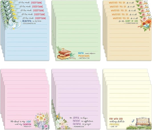 30 Pack Bible Sticky Notes - 600 Sheets Christian Notepads Inspirational Sticky Notes Religious Bible Verse Quotes Notepads for Message Reminder Gifts Diary Lists Schedules Studying Office School