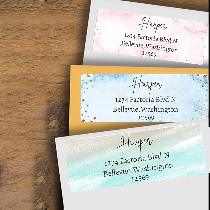 LINMAGCO Personalized Return Address Labels Gold 500 Pcs Mail Labels for Envelopes Weddings Self Adhesive Rectangle Elegant Name Stickers……