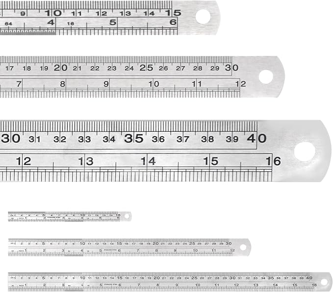 Mr. Pen- Metal Straight Edge Ruler, 3 pcs, 6", 12", 16" | Stainless Steel Ruler Set, Imperial & Metric Measurements for Drawing, Home, Office, Engineering