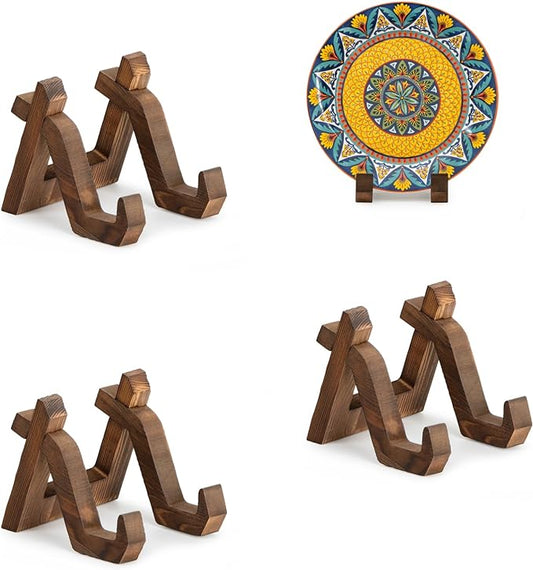 ANBOXIT Plate Display Stand, 3 Pack 4 Inch Plate Holder for Displaying, Decorative Picture Frame Dish Photo Plaque Platter Wood Stand | Decorative Plate Stand for Picture Frame Dish Photo Plaque Platter Wood Stand