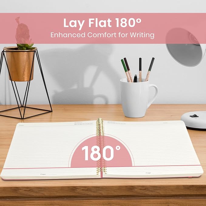 Taja Large Spiral Lined Journal for Women, 8.5" x 11" Notebooks for Work Collge Ruled, A4 Aesthetic Cute Journaling Notebooks for Writing, Plastic Cover, Pastel Garden