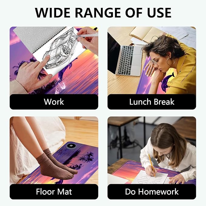 Heated Mouse Pad with 3 Levels Heated & 3 Hours Auto Shut-Off Mouse Pad for Warming Hands in Office Home, 31.5" x 13"Large Safe Desk Mat Hand Warmer，Jumping Dolphin