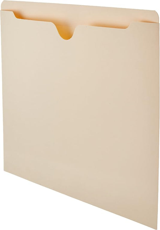 Amazon Basics File Jackets for Organizing Documents, Reinforced Straight-Cut Tab, Flat-No Expansion, Letter Size, Manila, 100-Pack