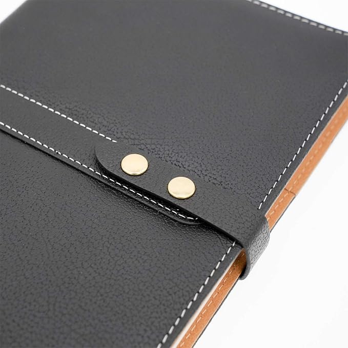 Hardcover Notebook Set - Thick Classic Ruled Premium Paper Notebook with Pen Loop and Pen, A5 192 Pages, Soft Faux Leather Hardcover Cover with Buckle(Black)