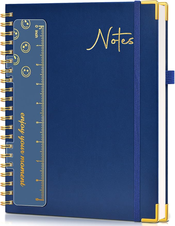 Blank Spiral Notebook Journal 8.5” x 11”, A4 Large Hardcover Sketch Book for Women Men, 100 GSM Blank Paper Drawing Notebook, Spiral Bound Sketchbook for Sketching School Work Note Taking, Navy