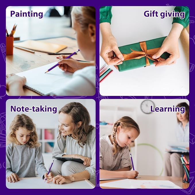 60 PCS Purple Pencils Bulk with Eraser, Pre-Sharpened HB Pencils for Writing & Drawing, School Supplies for Kids Homework, Tests, Art Crafts & Teacher Grading (Purple)