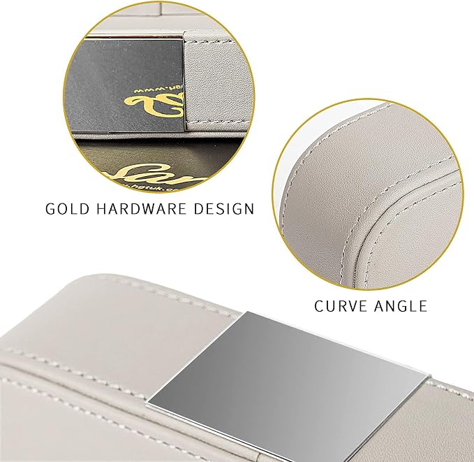 SANZIE Luxury Leather Desktop Storage Small Catchall Organizer Decorative Tray for Entryway Table to Hold Jewelry Watch Cosmetics Keys Phone Wallet, Home & Office Accessories (Metal Silvered, Grey) | Metal Silvered, Leather Decorative Tray for Entryway...