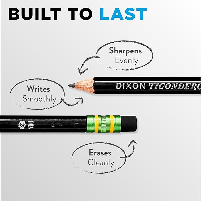 Ticonderoga Wood-Cased Pencils, 2 HB Soft, Black, 24 Count