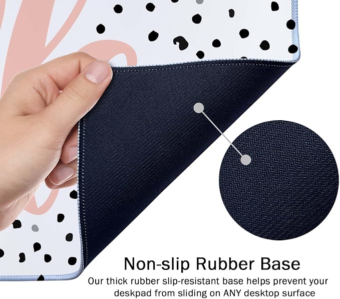 SSOIU Large Mouse Pad, Cute Hustle Desk Mat for Desktop, Women Girls Waterproof Gaming Mousepad, Polka Dot Computer PC Laptop Protector Writing Pads for School Office Home 35.5" x 15.7"