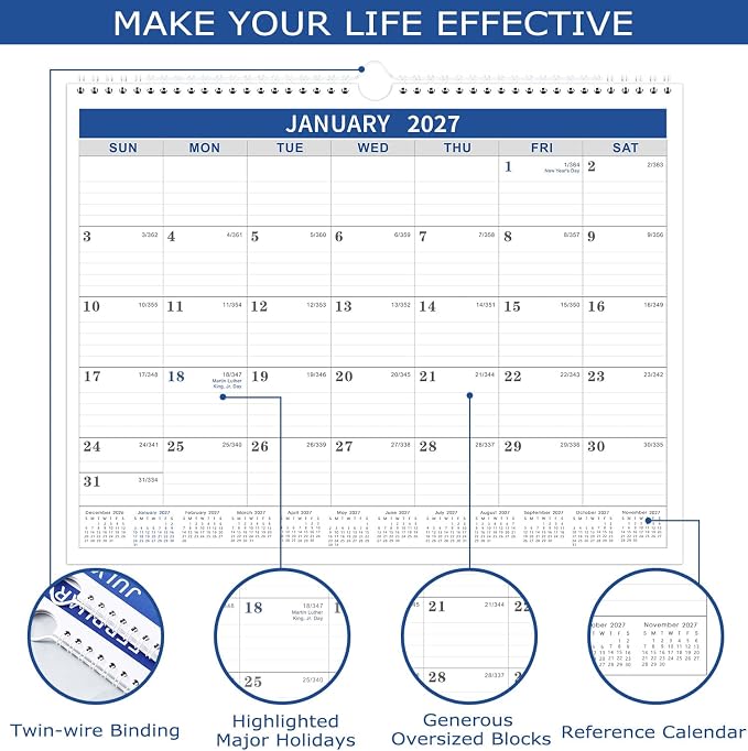 2026-2027 Calendar - 2026-2027 Wall Calendar from Jul. 2026 - Jun. 2027, Wall Calendars 14.8'' x 11.5'', Calendars 2026-27 with Julian Date, Thick Paper