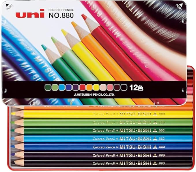 Mitsubishi Pencil K88012CP Colored Pencils, 880, 12 Colors